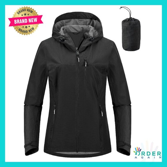 Lightweight Waterproof Rain Jacket Packable Hooded Cycling Running Activewear
